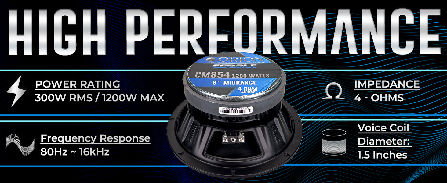 CM854 - 8 Inch 4 Ohm Midrange Speaker 300 Watts RMS