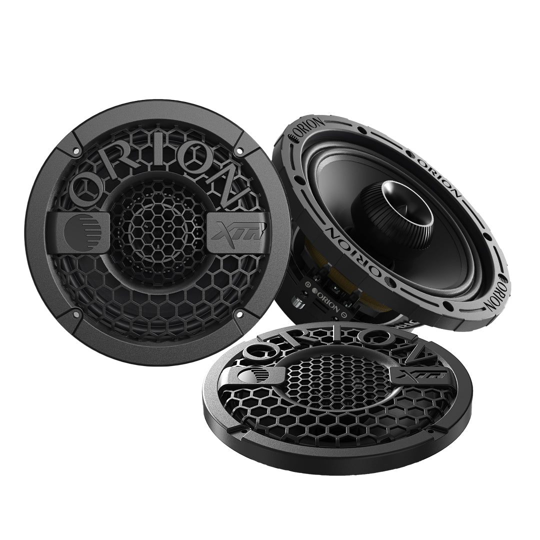 Orion XTR Pair of car speakers with 'Nobico' branding on a white background