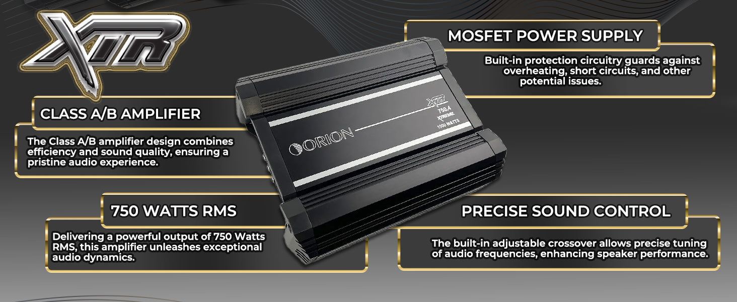 XTR750.4 - 750 Watt RMS 4 Channel Class A/B Amplifier