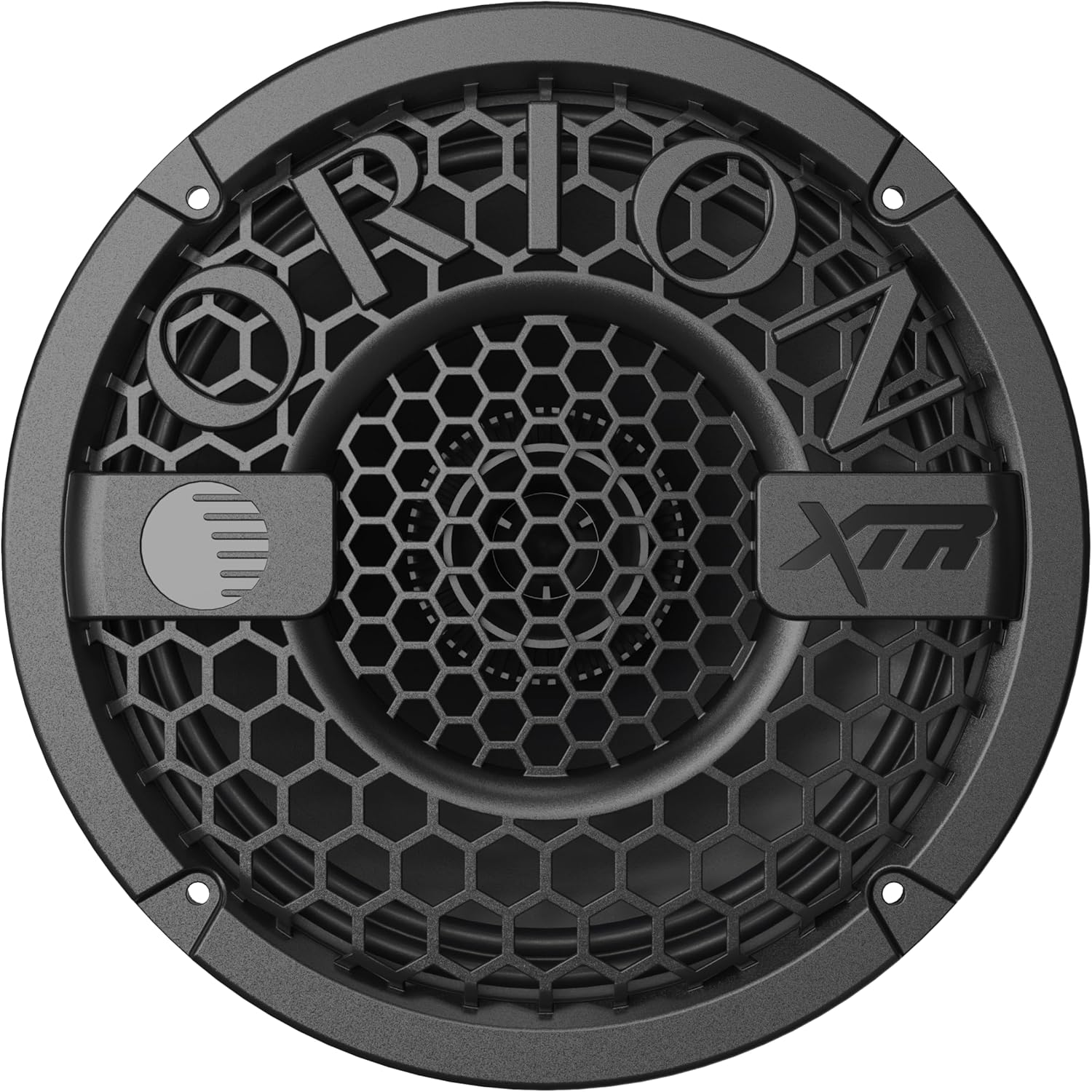 Orion XTR speaker with honeycomb design on a white background