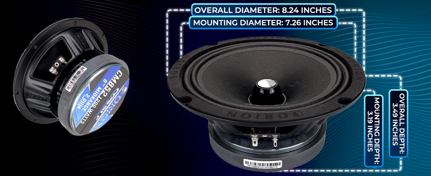 CM852 8 Inch 2 Ohm Midrange Speaker 300 Watts RMS