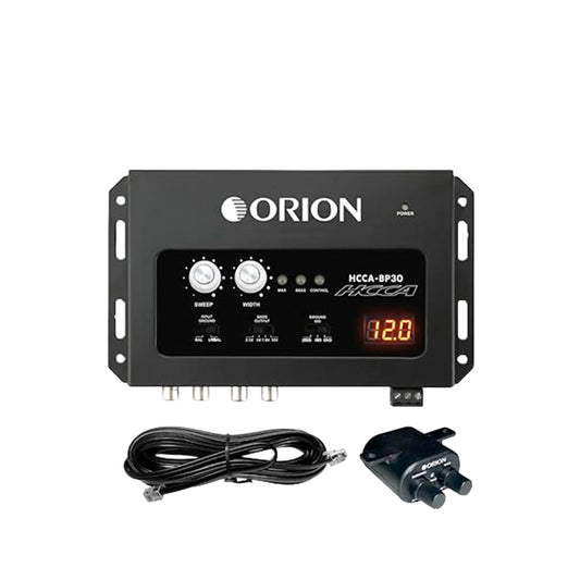 Orion electronic device with control panel and cables on a white background