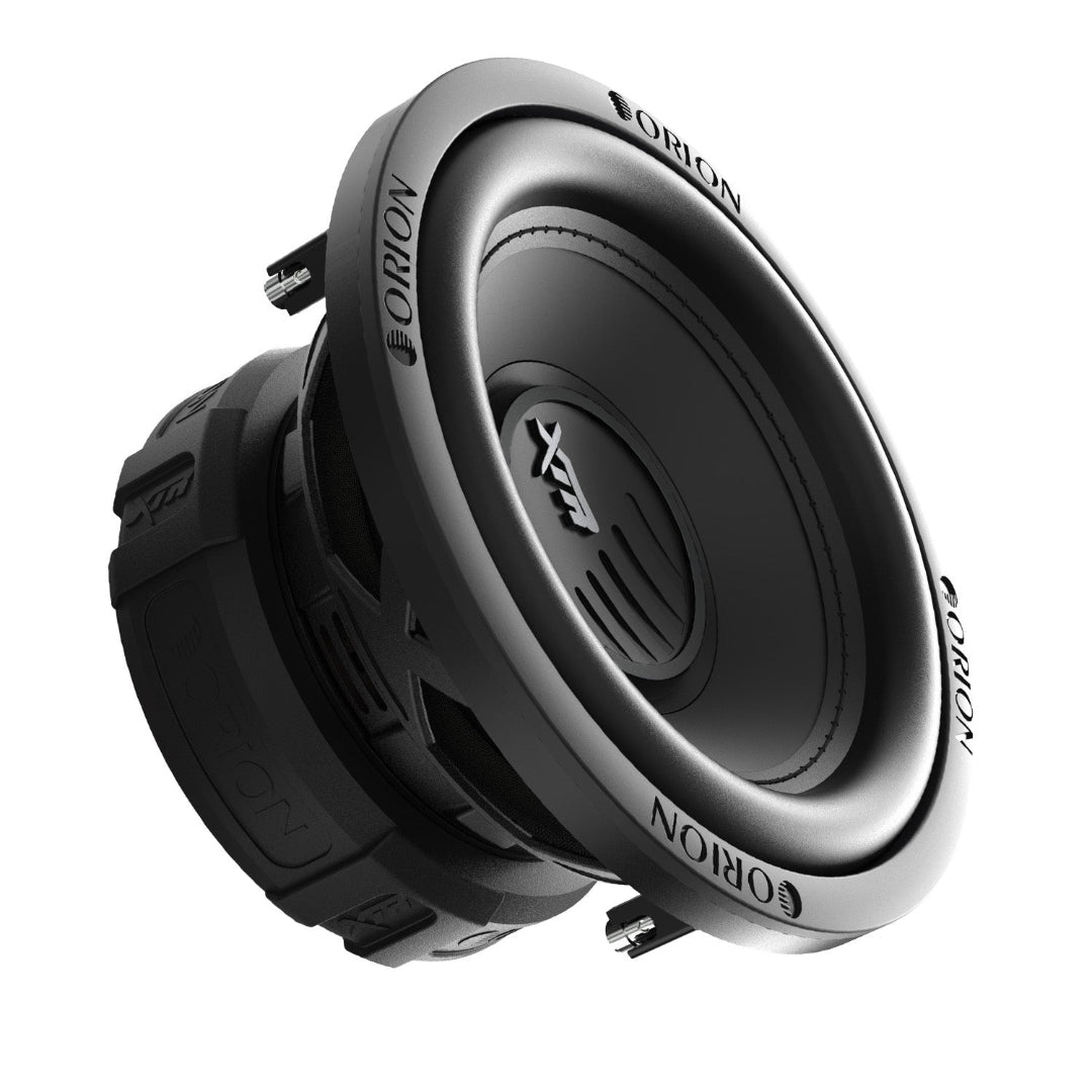 Orion XTR8D2 8 inch car subwoofer side angle showing basket and surround