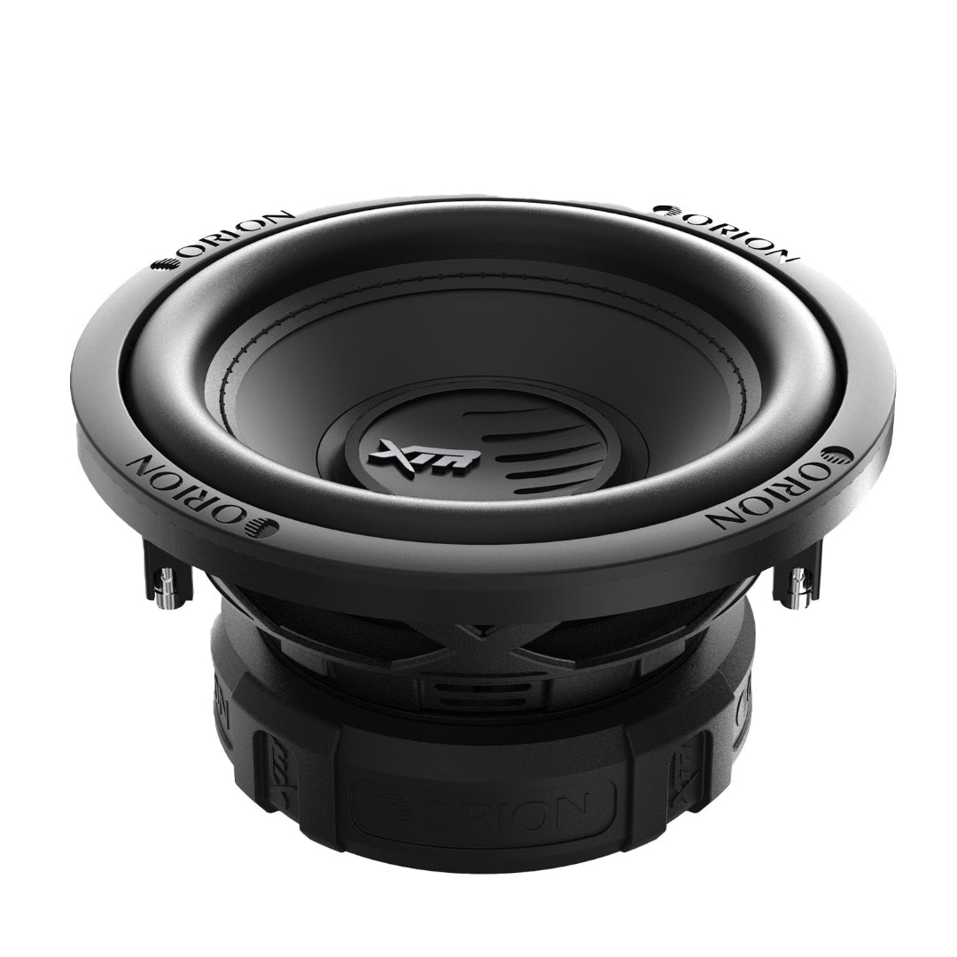 Orion XTR8D2 8 inch car subwoofer side angle showing top up
