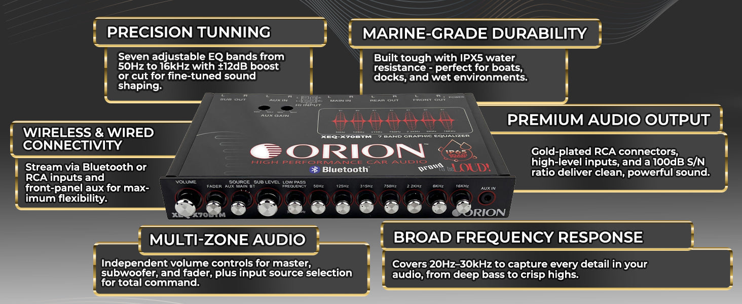 Orion Car Audio Equalizer | 7-Band Graphic + Bluetooth