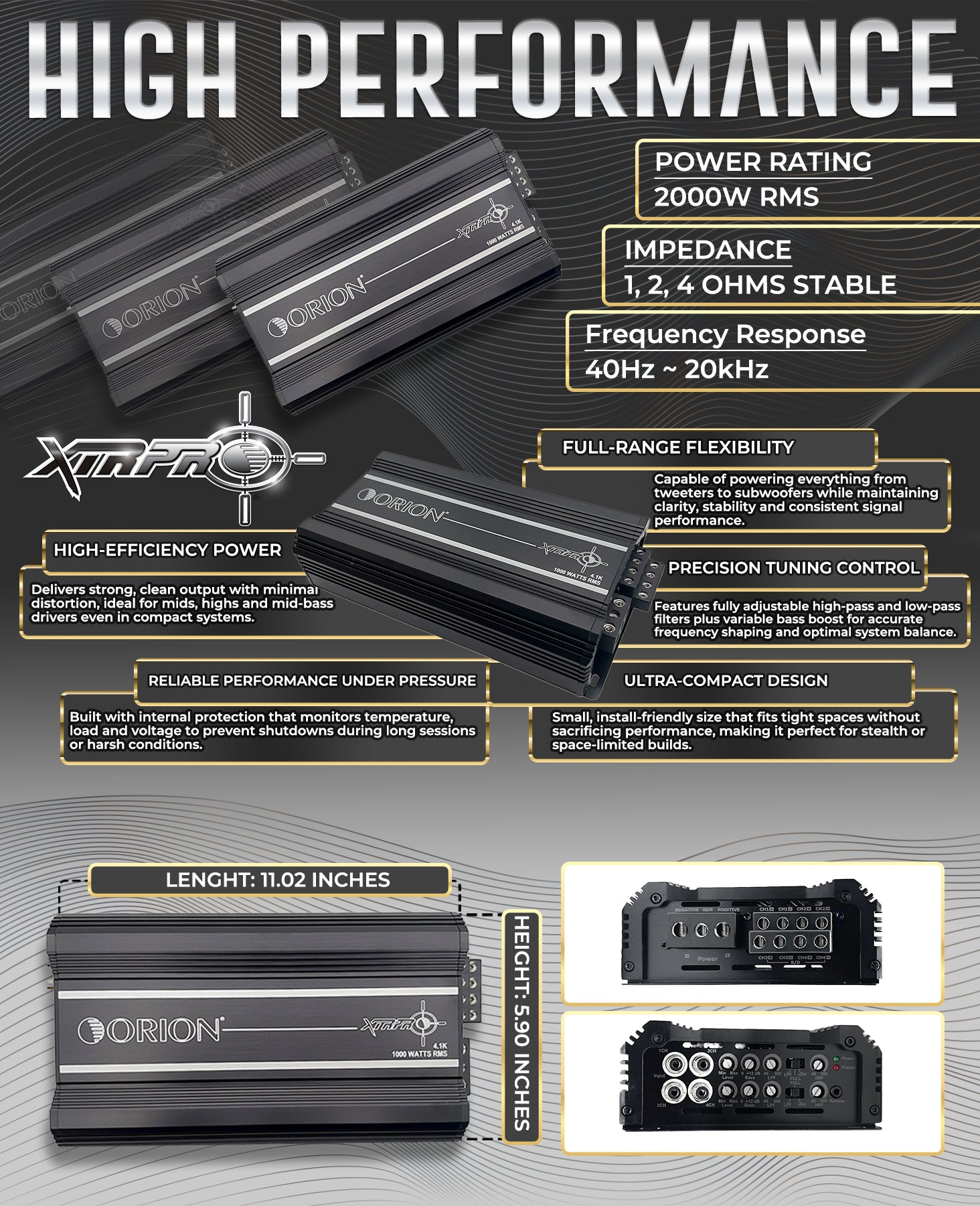 XTRPRO4.1K - XTRPRO Series 4-Channel IntelliTech Full-Range Class D Amplifier