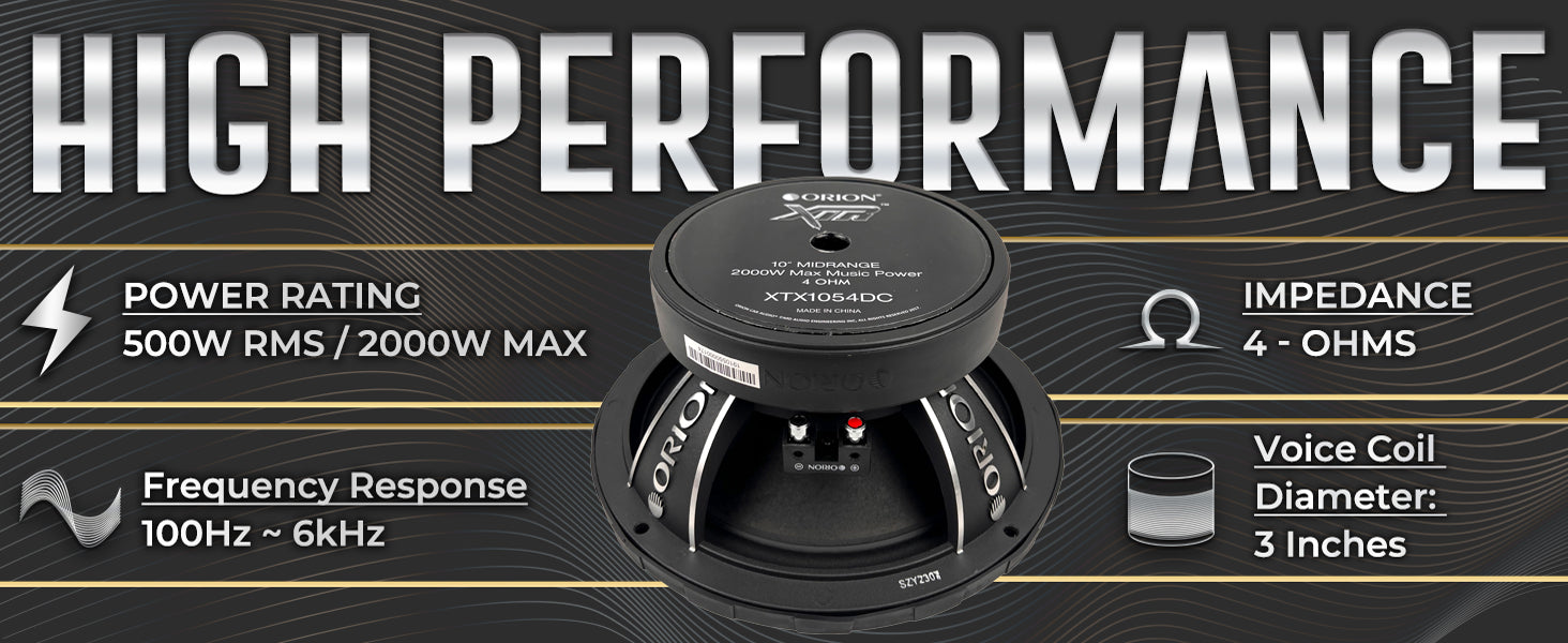 XTX1054DC - 10 inch 4 Ohm Dust Cap Midrange Speaker