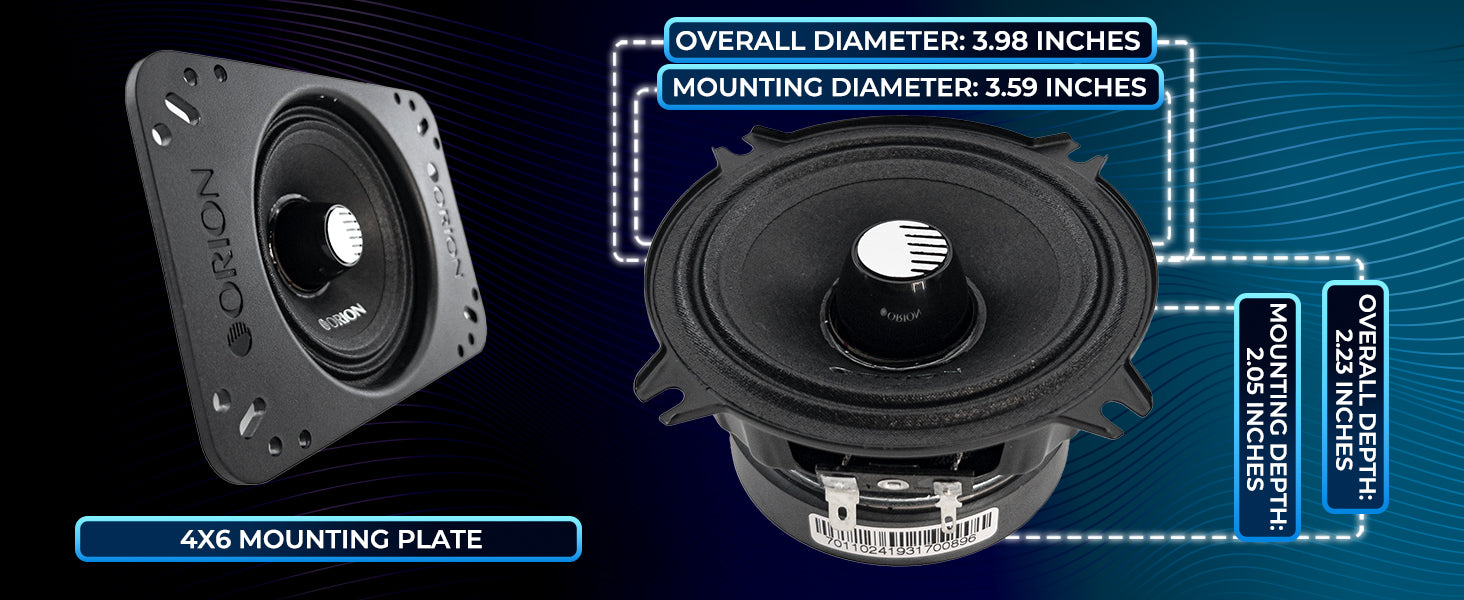 Orion CM452 - 4 Inch (With 4x6 Inch Adapter Plate) 2 Ohm Midrange Spea