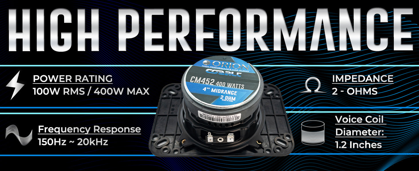 CM452 - 4 (4x6) Inch 2 Ohm Midrange Speaker 100 Watts RMS
