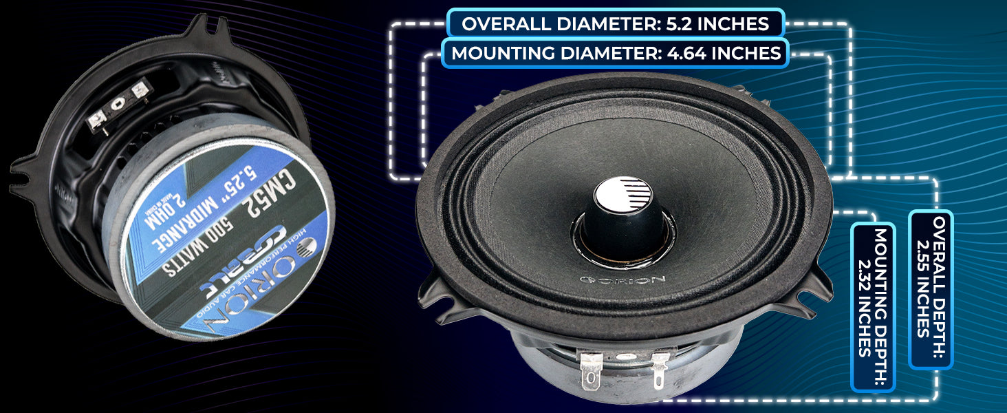 CM52 - 5.25 Inch 2 Ohm Midrange Speaker 125 Watts RMS