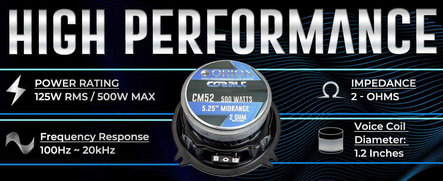 CM52 - 5.25 Inch 2 Ohm Midrange Speaker 125 Watts RMS