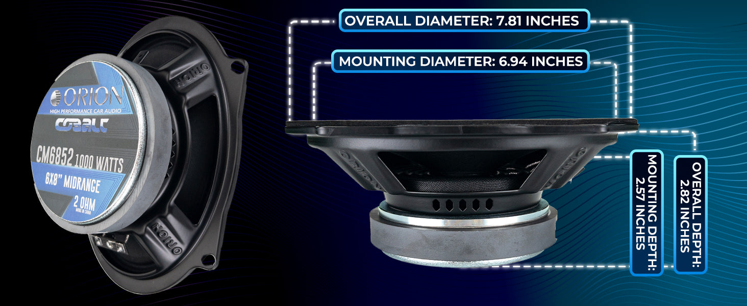 Orion CM6854 - 5x7/6x8 Inch 4 Ohm Midrange Speaker 250 Watts RMS