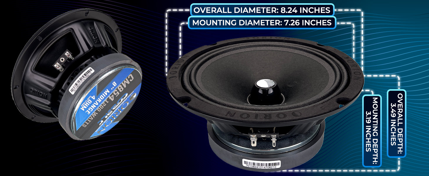 CM854 - 8 Inch 4 Ohm Midrange Speaker 300 Watts RMS